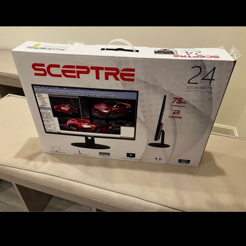 Sceptre DUAL Computer screen LCD monitor holder cord free arms Black stand